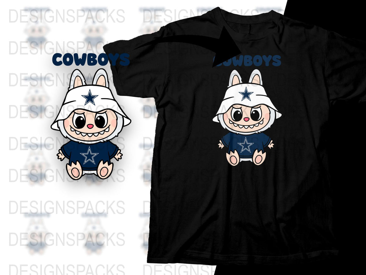 Cartoon Cowboy Character T-Shirt, Cute Animal in Costume, Kids and Adults Sizes, Casual Wear