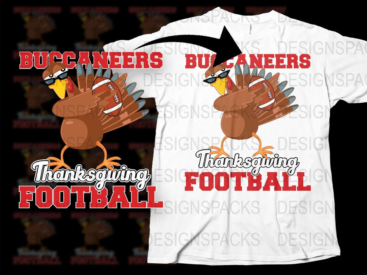 Buccaneers Thanksgiving Football T-Shirt, Turkey Playing Football, Sports Fan Tee, Holiday Apparel