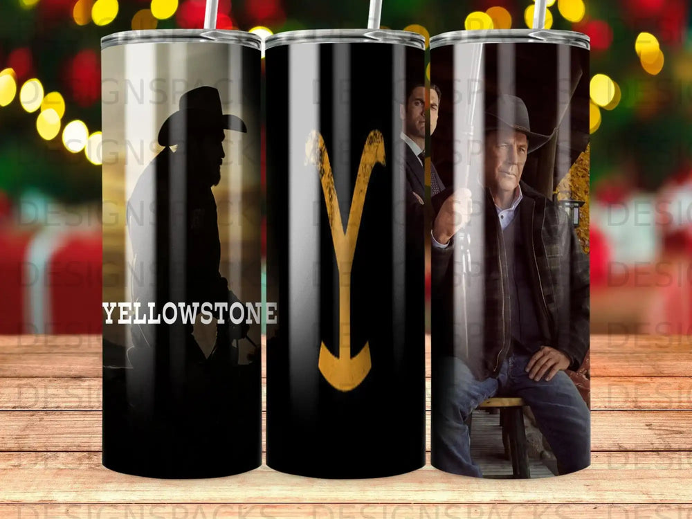 Yellowstone tumbler featuring a silhouette and the show's logo.