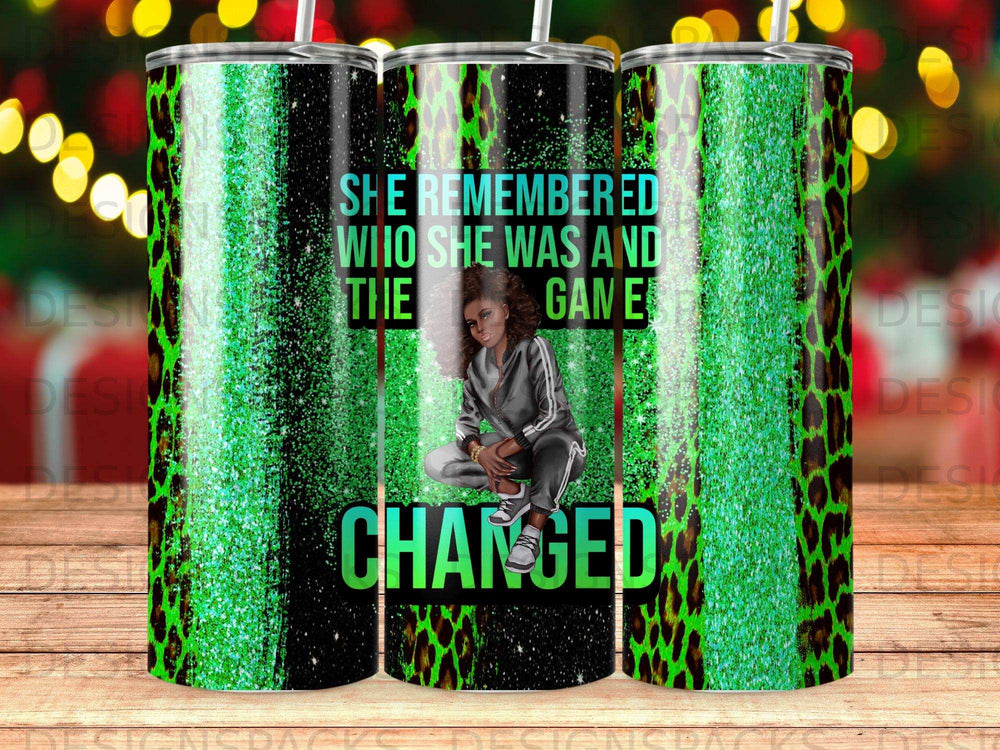 Woman in athletic wear kneeling with text "SHE REMEMBERED WHO SHE WAS AND THE GAME CHANGED".