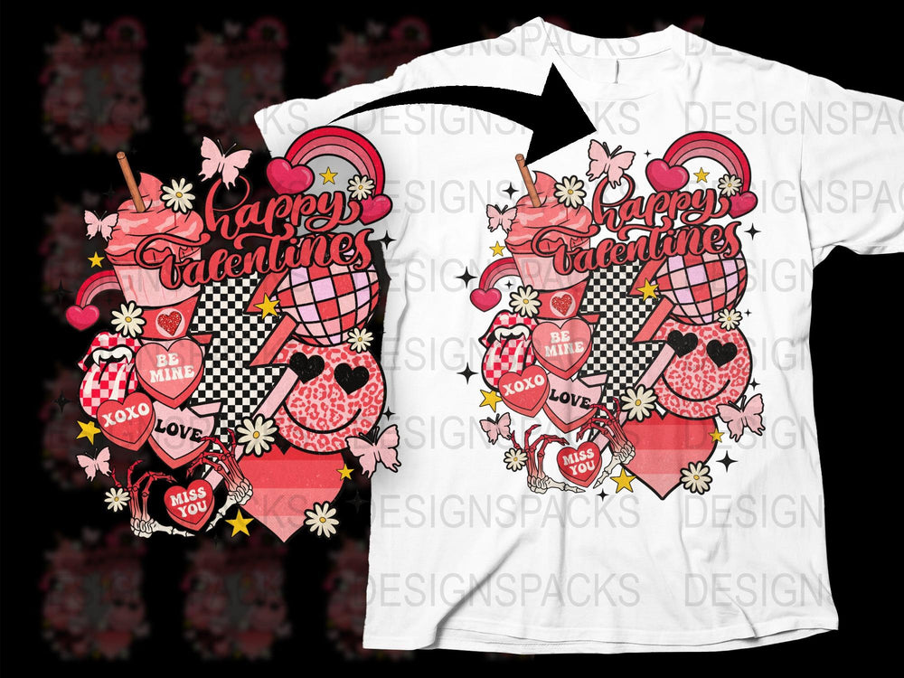 Happy Valentines Day T-Shirt, Cute Love Graphic Tee, Hearts and Arrows Design, Unisex Fashion Top