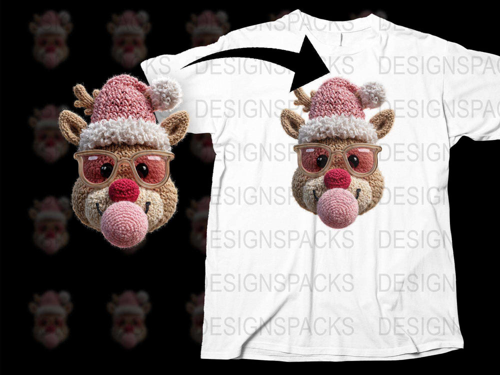 Cute Reindeer Christmas T-Shirt, Holiday Graphic Tee, Funny Santa Hat Top, Winter Apparel Gift