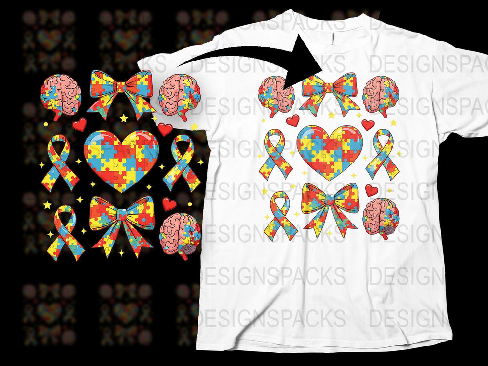 Colorful Brain Awareness T-Shirt, Mental Health Support Tee, Colorful Organ Design with Hearts and Ribbons, Unisex Graphic Shirt