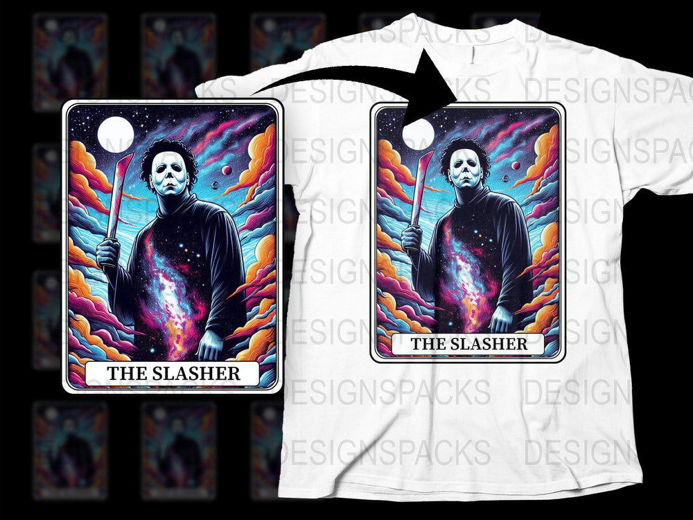 Galaxy Horror T-Shirt and Phone Case Set, Spooky Masked Slasher Design, Unique Halloween Gift Idea