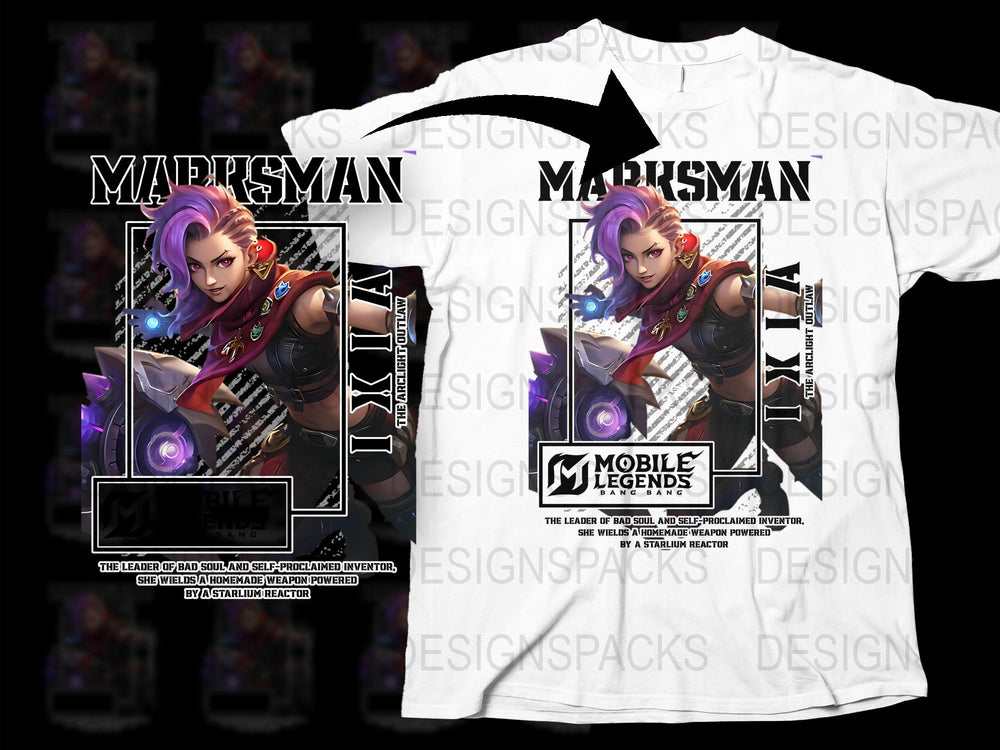 Mobile Legends Graphic T-Shirt, Mage Marksman Hero Print, Gamer Apparel, Unisex Gaming Shirt, Unique Design Tee, Cotton Fabric