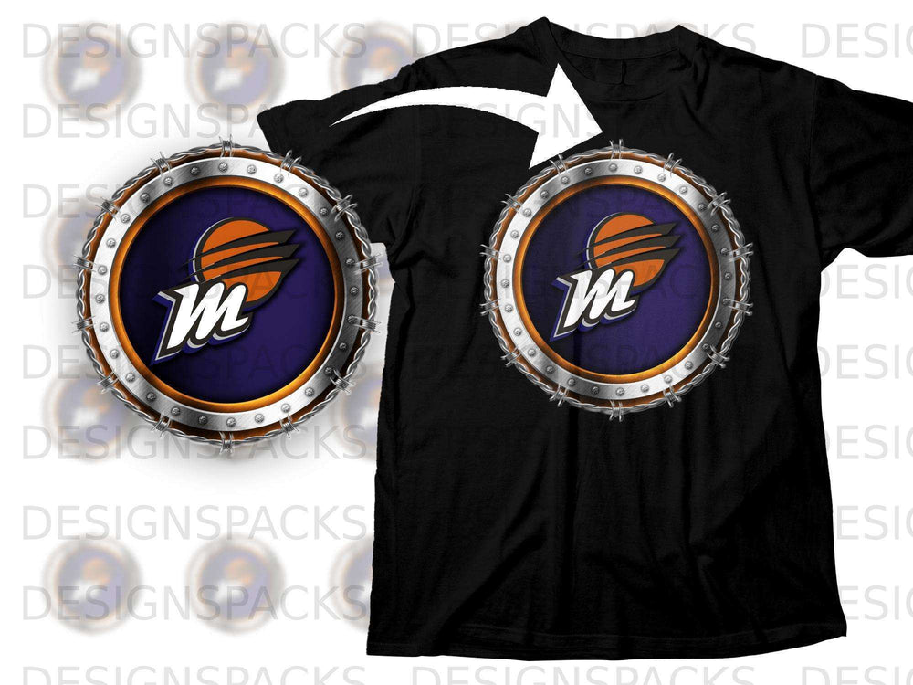 Retro M Basketball Logo Distressed Design T-Shirt