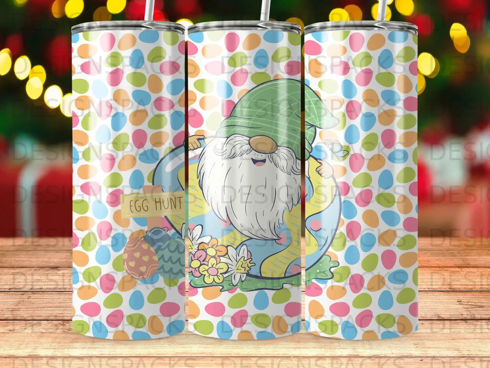 Gnome Easter Egg Hunt Colorful Dotted Spring Tumbler product type