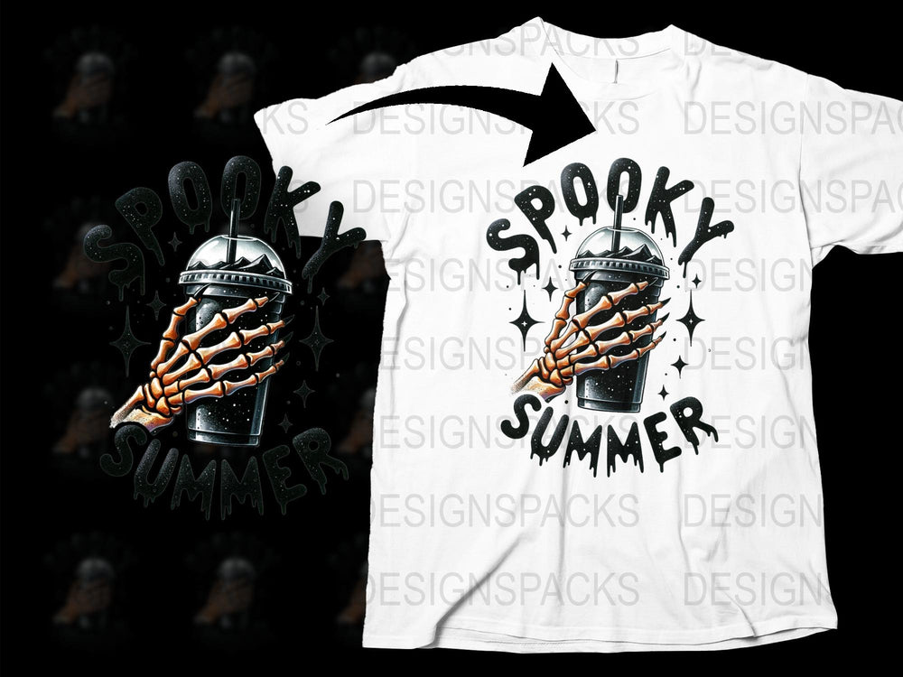 Spooky Summer T-Shirt with Lantern Graphic, Halloween Inspired, Unisex White Tee, Unique Gift Idea, Cool Design Shirt