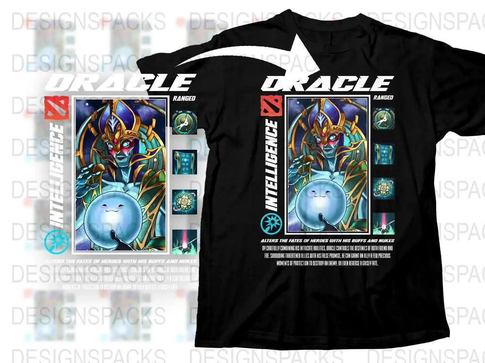 Fantasy Character Black T-Shirt, Oracle Ranger Design, Gamer Apparel, Unisex Graphic Tee, Cool Gift Idea