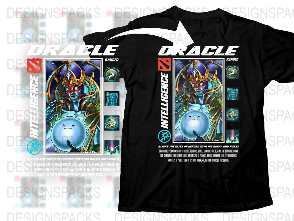 Fantasy Character Black T-Shirt, Oracle Ranger Design, Gamer Apparel, Unisex Graphic Tee, Cool Gift Idea