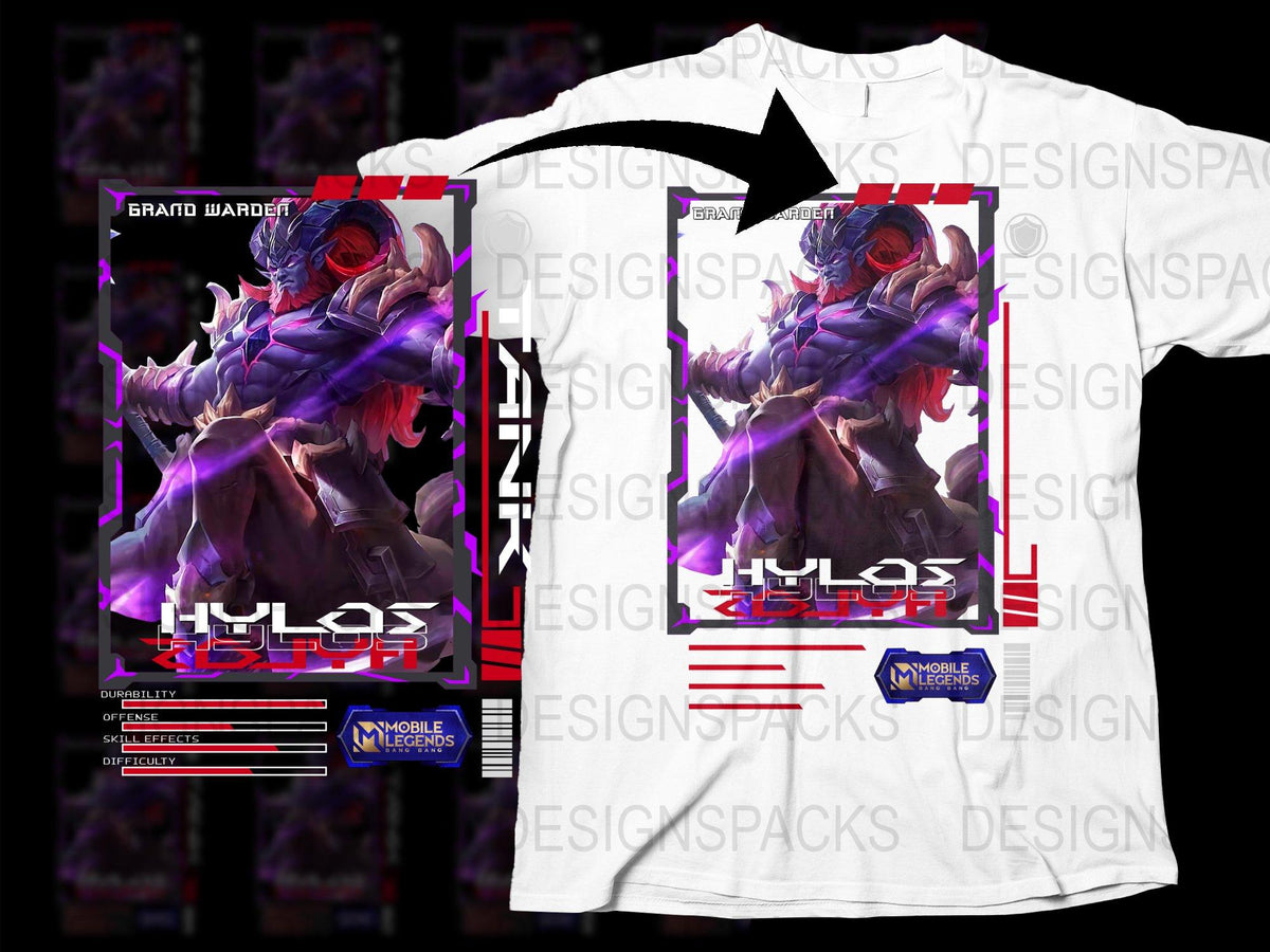 Mobile Legends Hylos Grand Warden Graphic T-Shirt, Gamer Apparel, Cool Character Design, Unisex Tee