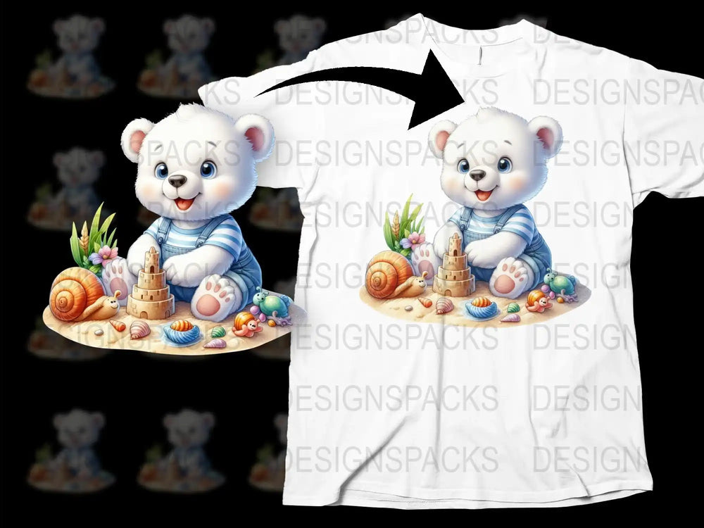 Cute Panda Bear T-Shirt for Kids, Summer Beach Graphic Tee, Boys and Girls Casual Wear