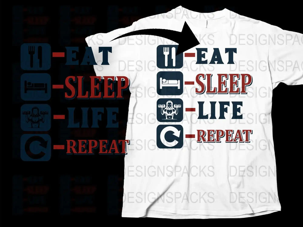 Eat Sleep Game Repeat T-Shirt, Funny Gamer Gift, Video Gaming Tee, Casual Graphic Shirt for Men and Women