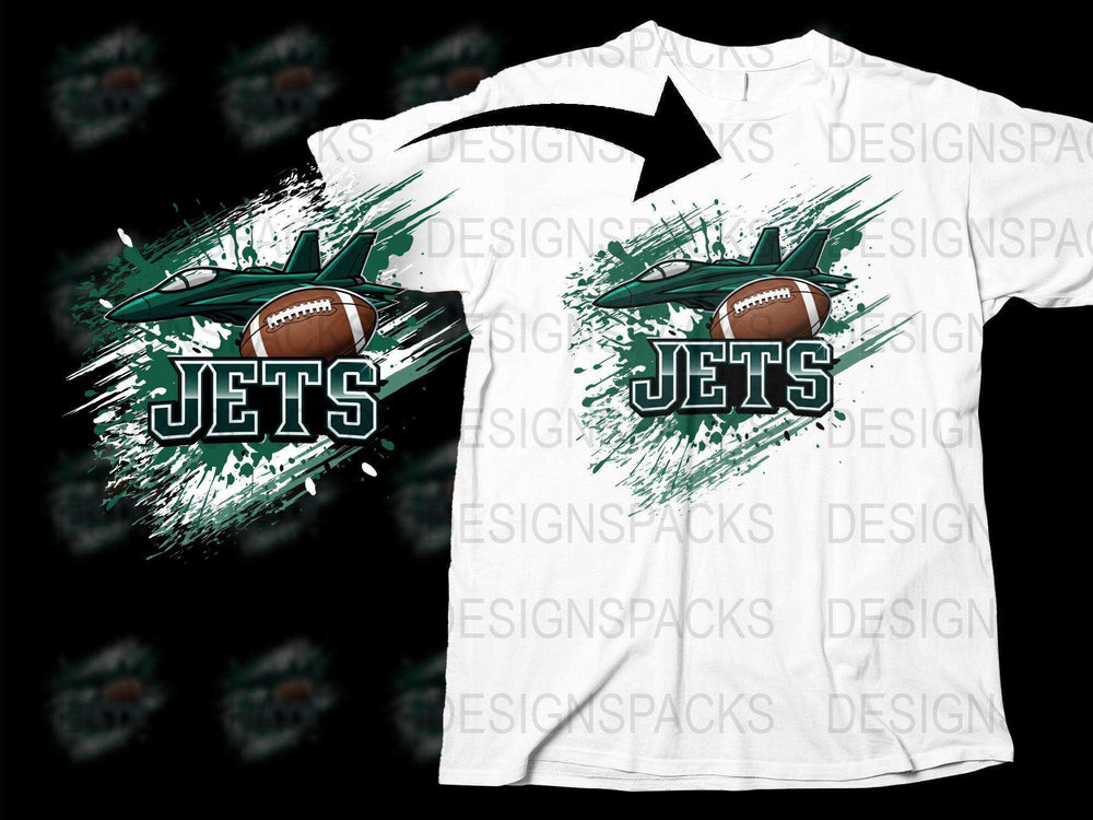 Graphic Football T-Shirt, Jets Sports Team Fan Gear, Casual Athletic Apparel White Tee