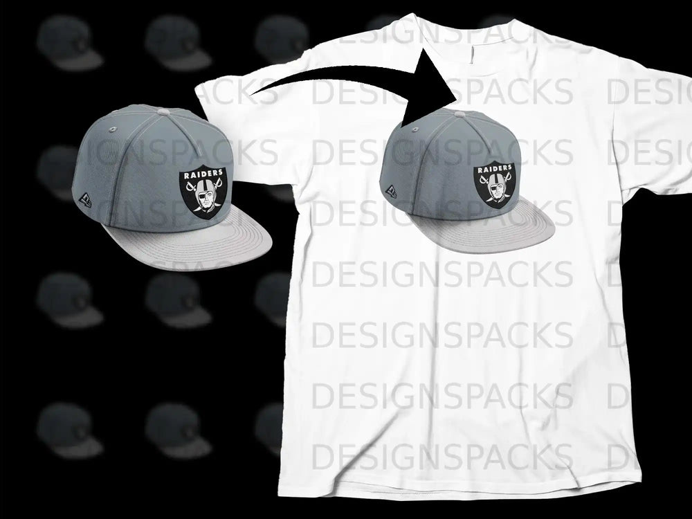 Raiders Cap Design on White Unisex T-Shirt Clothing