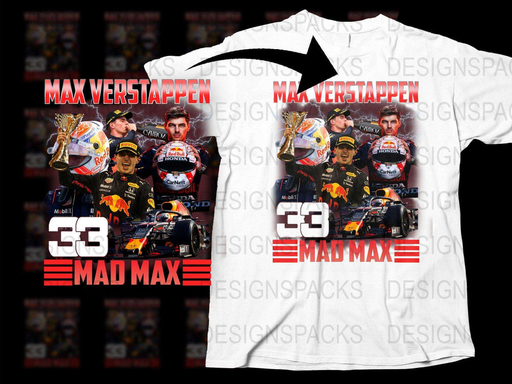 Max Verstappen T-Shirt F1 Racing Fan Merchandise Mad Max Graphic Tee Motorsport Apparel Red Bull Racing Collectible Unisex Gift