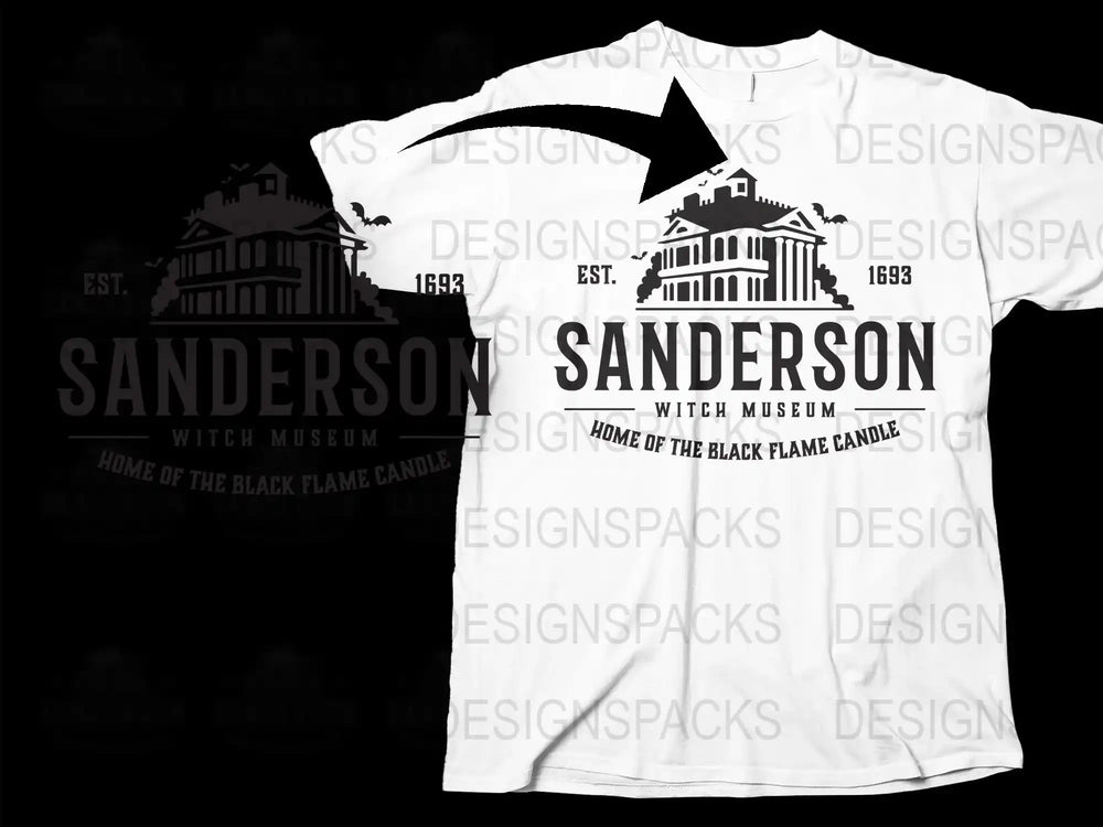 Sanderson Witch Museum T-Shirt, Black Flame Candle Design, Halloween Tee, Graphic Novelty Shirt, Unisex Fashion Top