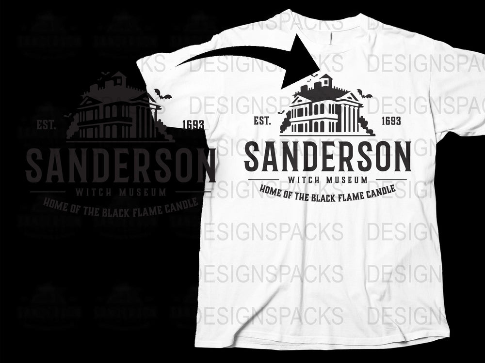 Sanderson Witch Museum T-Shirt, Black Flame Candle Design, Halloween Tee, Graphic Novelty Shirt, Unisex Fashion Top
