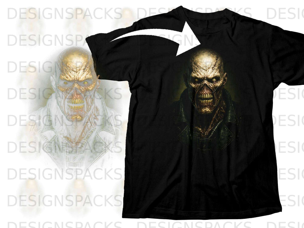 Black t-shirt featuring a detailed graphic of a monstrous, decaying head with sharp teeth.