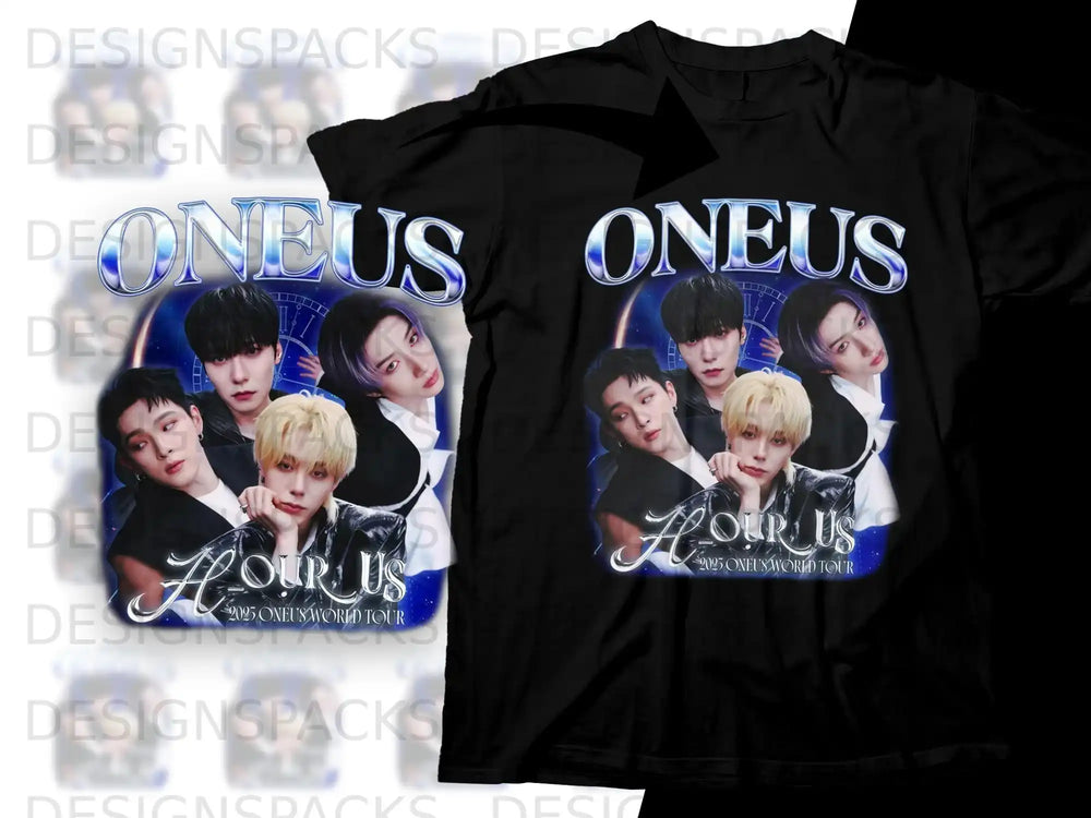 ONEUS "OUR US" 2025 World Tour t-shirt featuring group members.