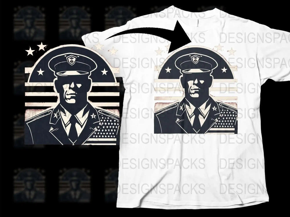 Vintage Military Officer Graphic T-Shirt, Retro Army Men Design, Patriotic Casual Wear, Unisex Fashion Tee