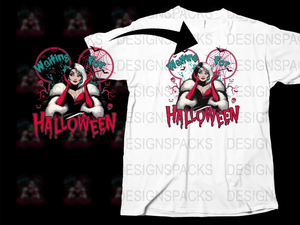 Waiting for Halloween T-Shirt, Spooky Anime Girl Graphic Tee, Unique October Apparel