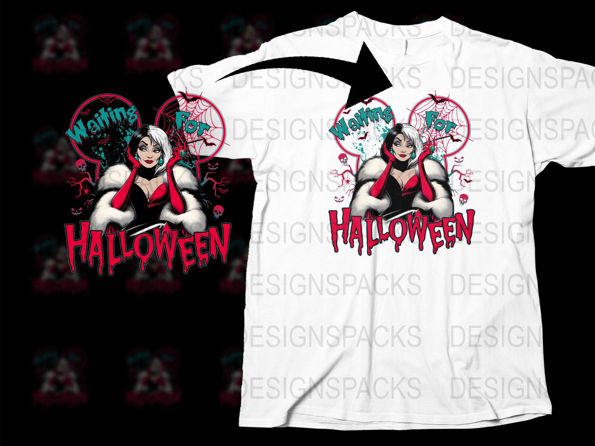 Waiting for Halloween T-Shirt, Spooky Anime Girl Graphic Tee, Unique October Apparel