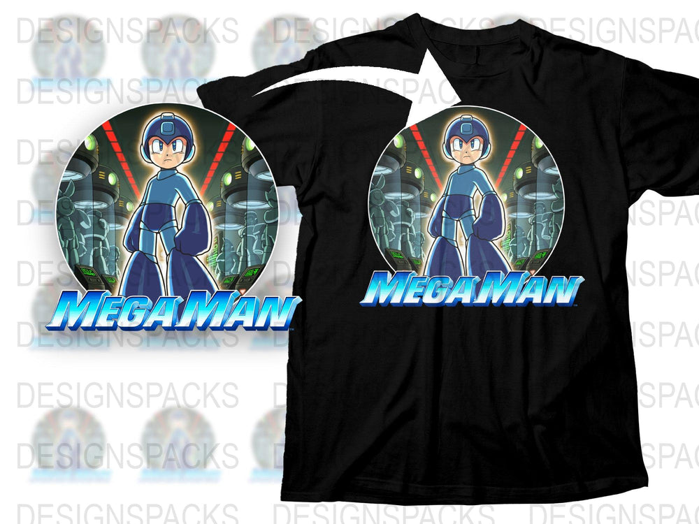 Mega Man Classic Video Game T-Shirt, Retro Gamer Tee, Blue Character Shirt, Cool Gift Idea