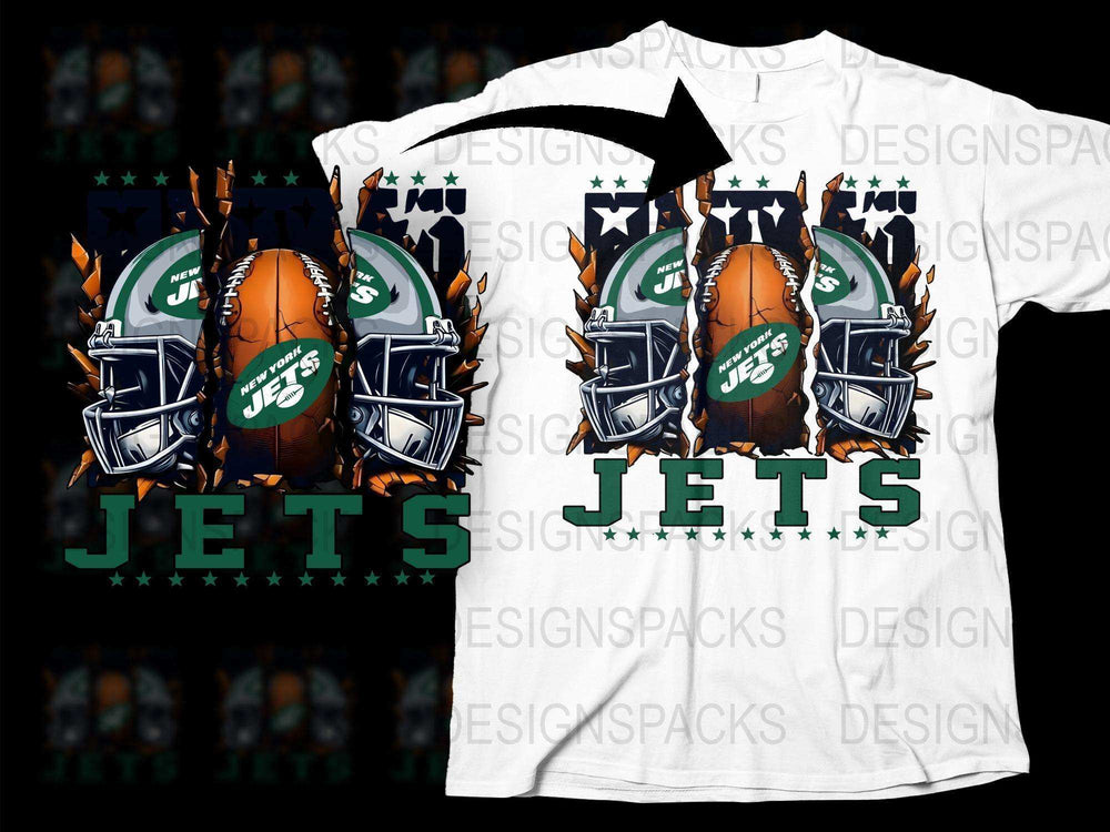 Graphic Football Helmet Design T-Shirt, New York Jets Inspired Fan Gear, Men's Sports Apparel, Unique Team Support Tee