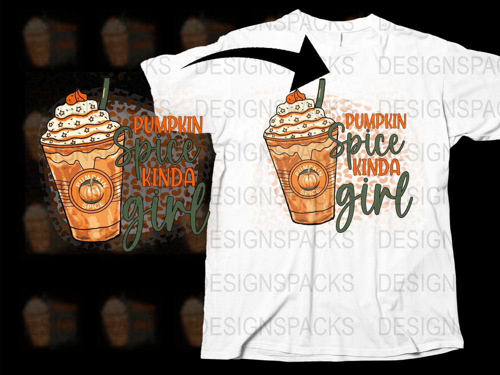 Pumpkin Spice Kinda Girl T-Shirt, Fall Coffee Lover Tee, Autumn Graphic Shirt for Women, Casual Wear