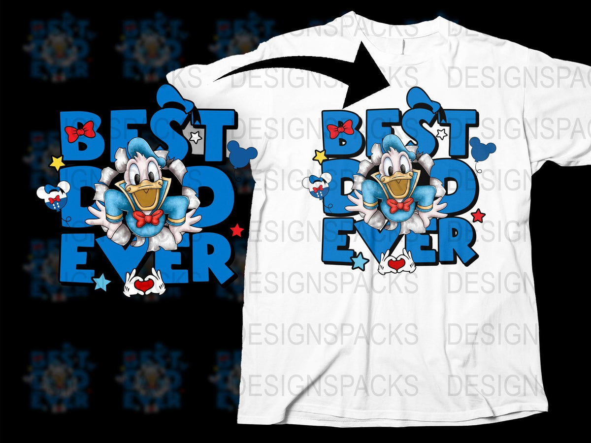 Best Dad Ever T-Shirt, Cute Cartoon Owl Graphic, Father's Day Gift Idea, Men's White Tee with Blue Accents