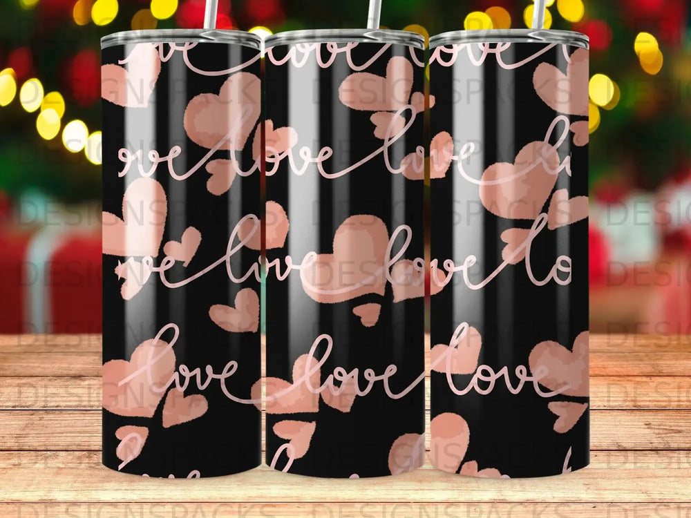 Valentine Black Pink Hearts Love Script Design Repeated Product Type