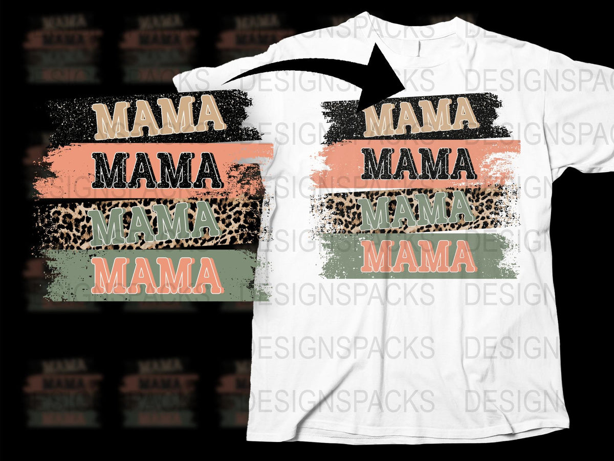 Leopard Print Mama T-Shirt, Trendy Mom Graphic Tee, Mother's Day Gift, Casual Women's Fashion Top