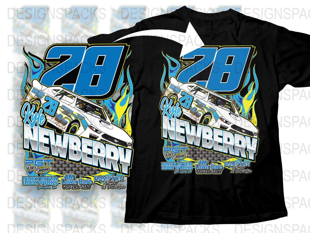 Racing Car T-Shirt, Graphic Print Tee, Number 28 Newberry Design, Mens Sportswear, Casual Streetwear, Unique Gift Idea