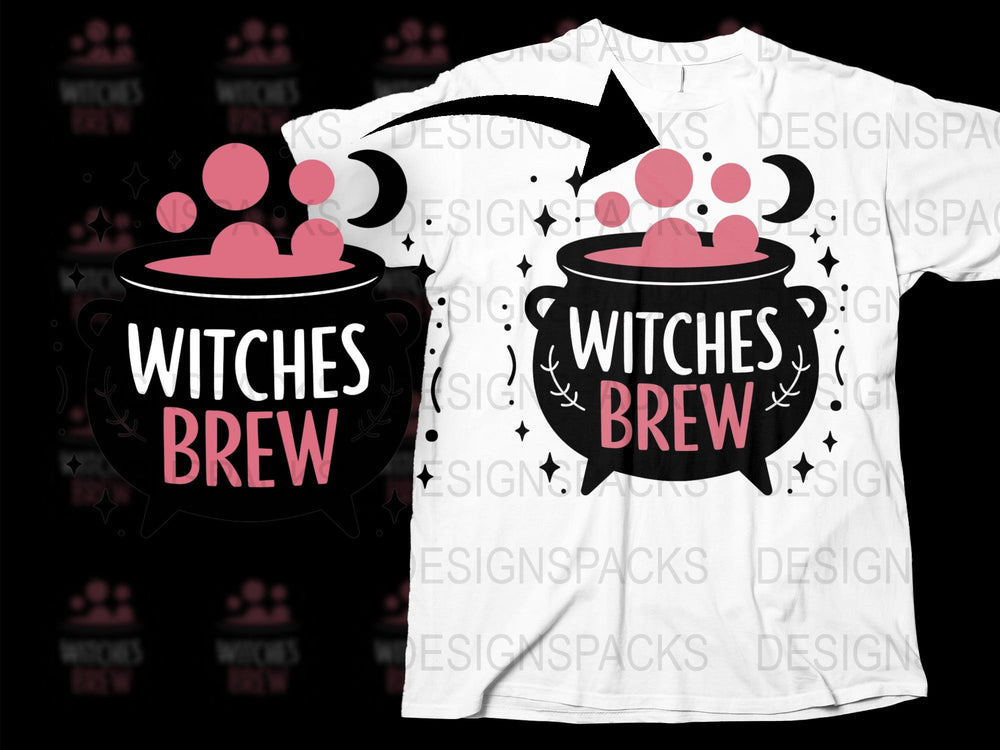 Witches Brew Halloween T-Shirt, Spooky Witch Cauldron Graphic Tee, Cute October Witchcraft Shirt for Women and Men