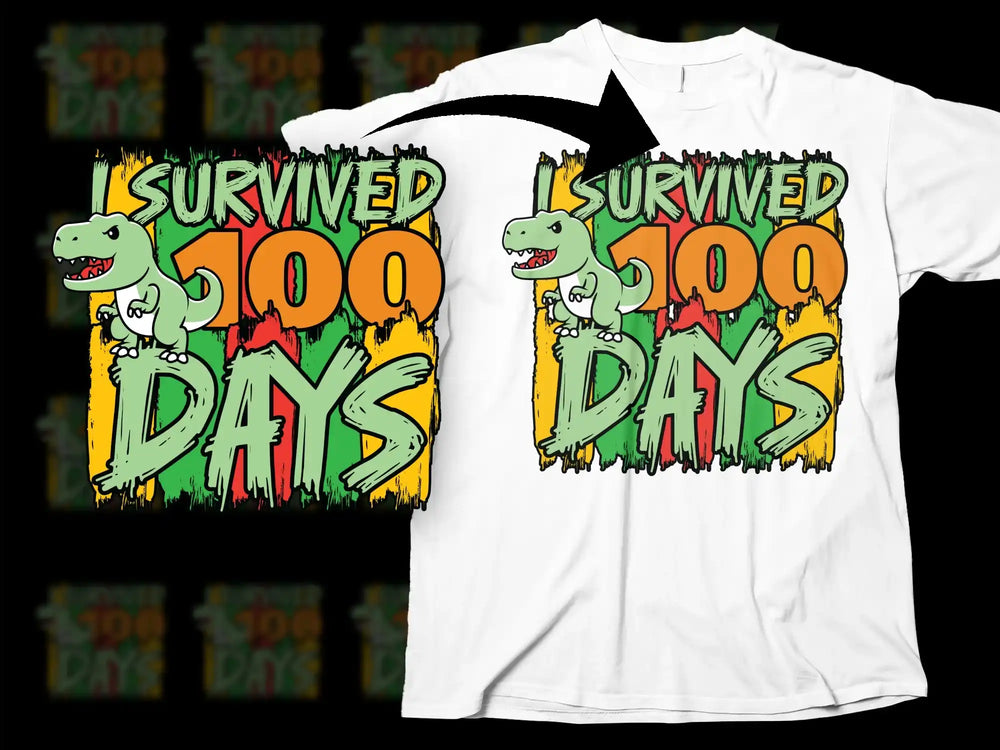 Kids Dinosaur 100th Day of School T-Shirt, Colorful Graphic Tee, Fun Celebration Outfit for Students