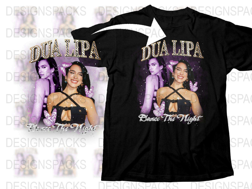 Dua Lipa T-Shirt, Dance The Night Theme, Pop Music Fan Apparel, Black Tee with Graphic Print, Concert Merchandise, Gift for Music Lovers