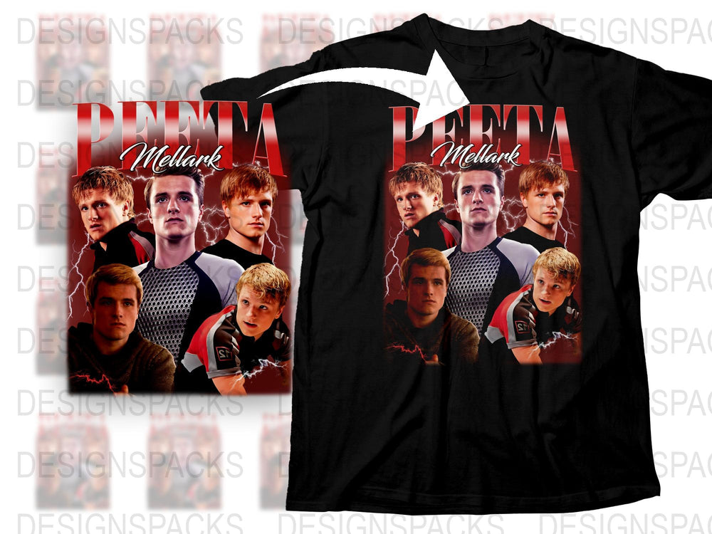 Peeta Mellark Hunger Games Inspired Graphic T-Shirt, Movie Fan Art, Black Cotton Tee, Unisex