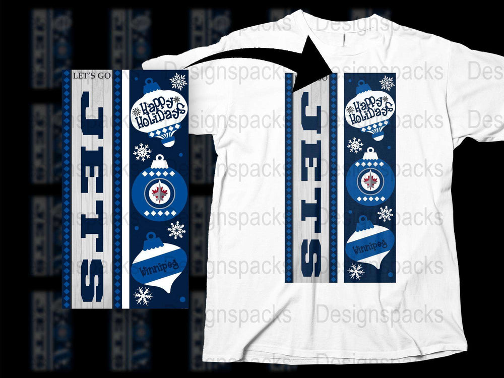Winnipeg Jets NHL Hockey Team Happy Holidays Scarf Themed T-Shirt, Winter Apparel