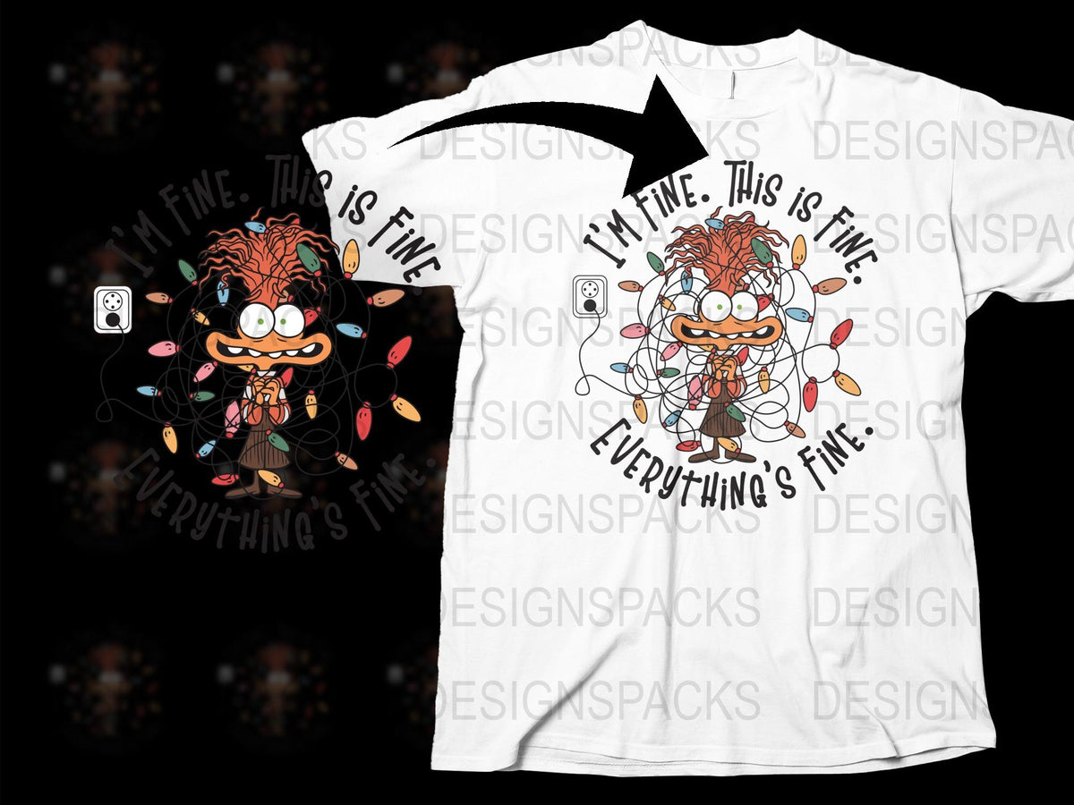 Funny Cartoon Character T-Shirt, White Graphic Tee, 'This is Fine' Meme, Unisex Casual Outfit