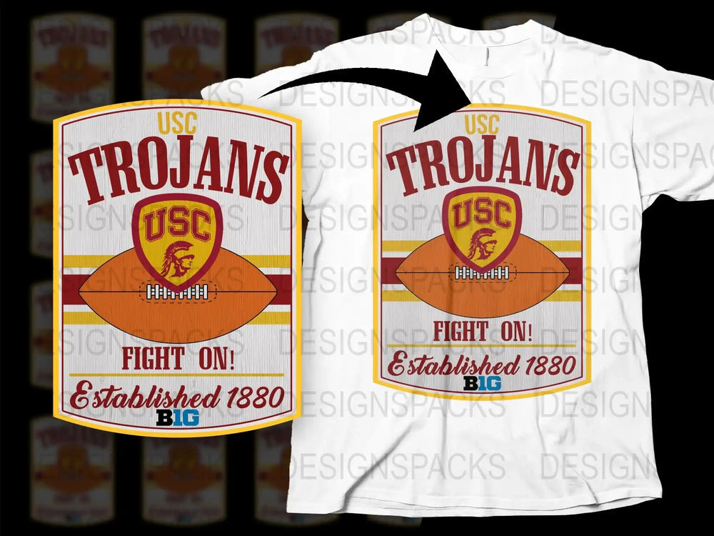 USC Trojans T-Shirt, Fight On Slogan, College Football Fan Gear, Established 1880 Graphic Tee