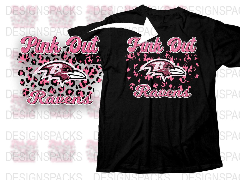Pink Out Ravens T-Shirt, Breast Cancer Awareness, Sports Fan Apparel, Graphic Tee, Football Season Shirt, Black and Pink