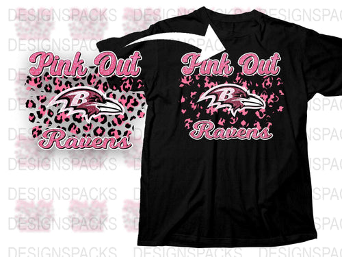 Pink Out Ravens T-Shirt, Breast Cancer Awareness, Sports Fan Apparel, Graphic Tee, Football Season Shirt, Black and Pink