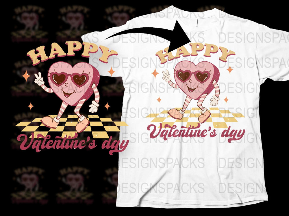 Happy Valentine's Day T-Shirt, Cute Heart Character, Unisex Adult Tee, Festive Love Shirt, Unique Valentine Gift Idea
