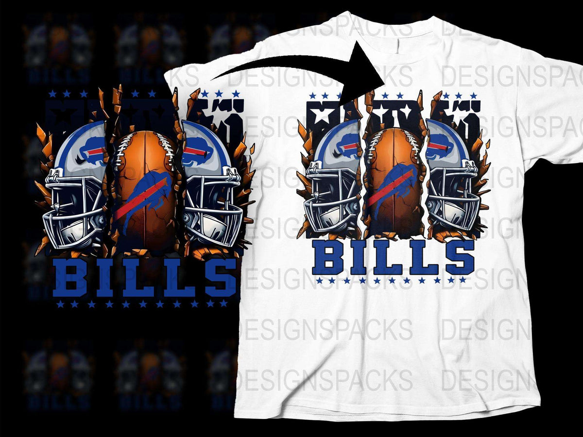 Buffalo Bills Inspired T-Shirt, Football Helmet Graphic Tee, Sports Fan Apparel, Unisex White Cotton Shirt