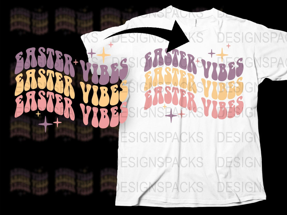 Easter Vibes T-Shirt, Colorful Christian Cross Graphic, Spring Holiday Casual Wear