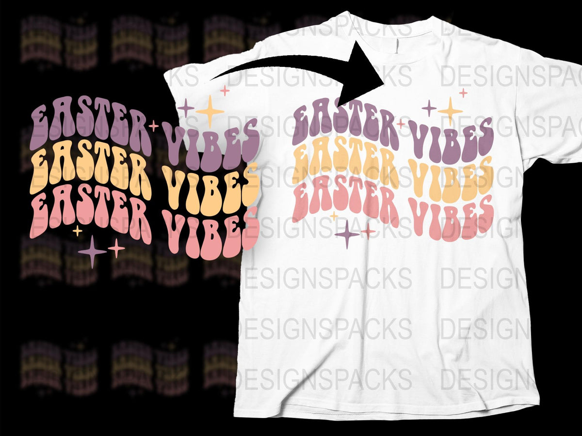 Easter Vibes T-Shirt, Colorful Christian Cross Graphic, Spring Holiday Casual Wear