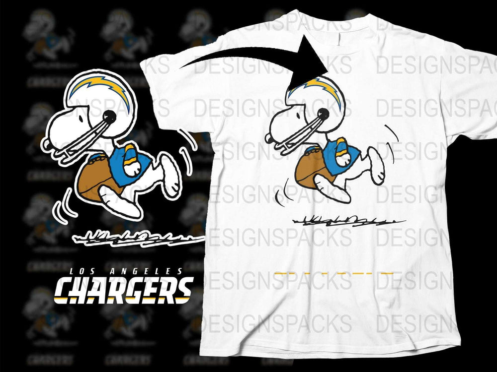 Vintage Snoopy Chargers T-Shirt, Los Angeles Football Cartoon Graphic Tee, Casual Sports Apparel, Unisex White Cotton Shirt