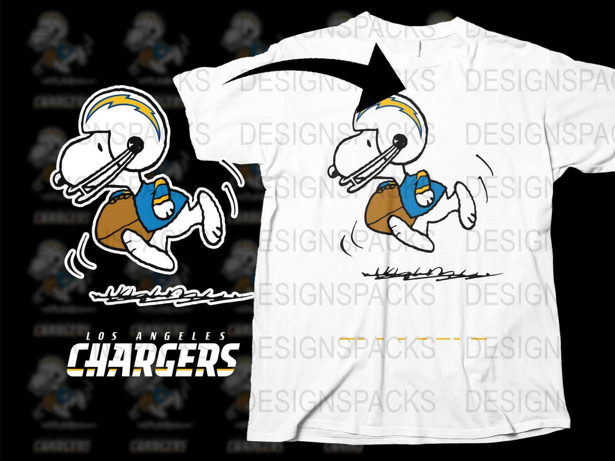Vintage Snoopy Chargers T-Shirt, Los Angeles Football Cartoon Graphic Tee, Casual Sports Apparel, Unisex White Cotton Shirt