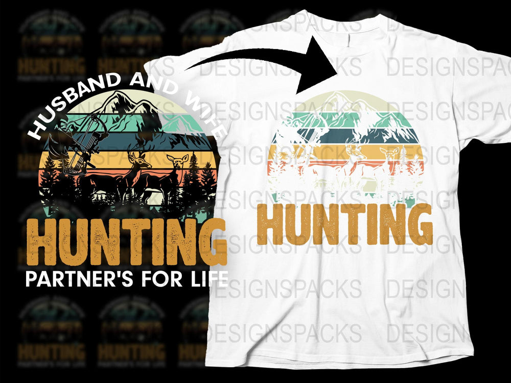 Husband and Wife Hunting Partners For Life T-Shirt, Matching Couple Tees